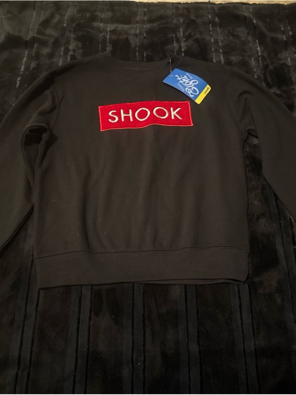 Black Crewneck Sweater with Red Patch kids size M